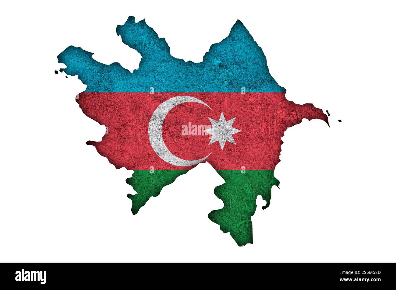 Mappa e bandiera dell'Azerbaigian su cemento intemperie Foto Stock