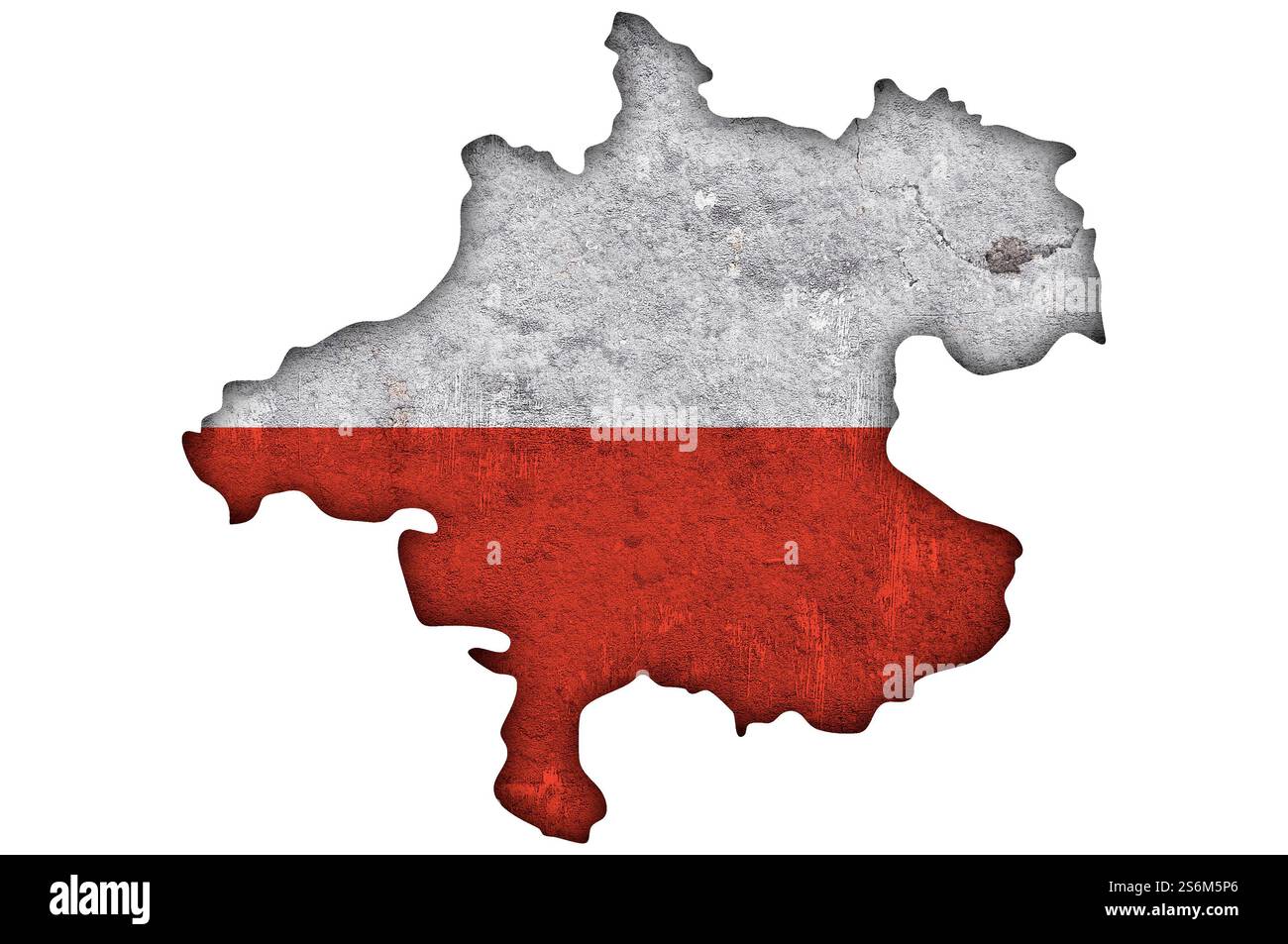 Mappa e bandiera dell'Austria superiore su cemento intemperie Foto Stock