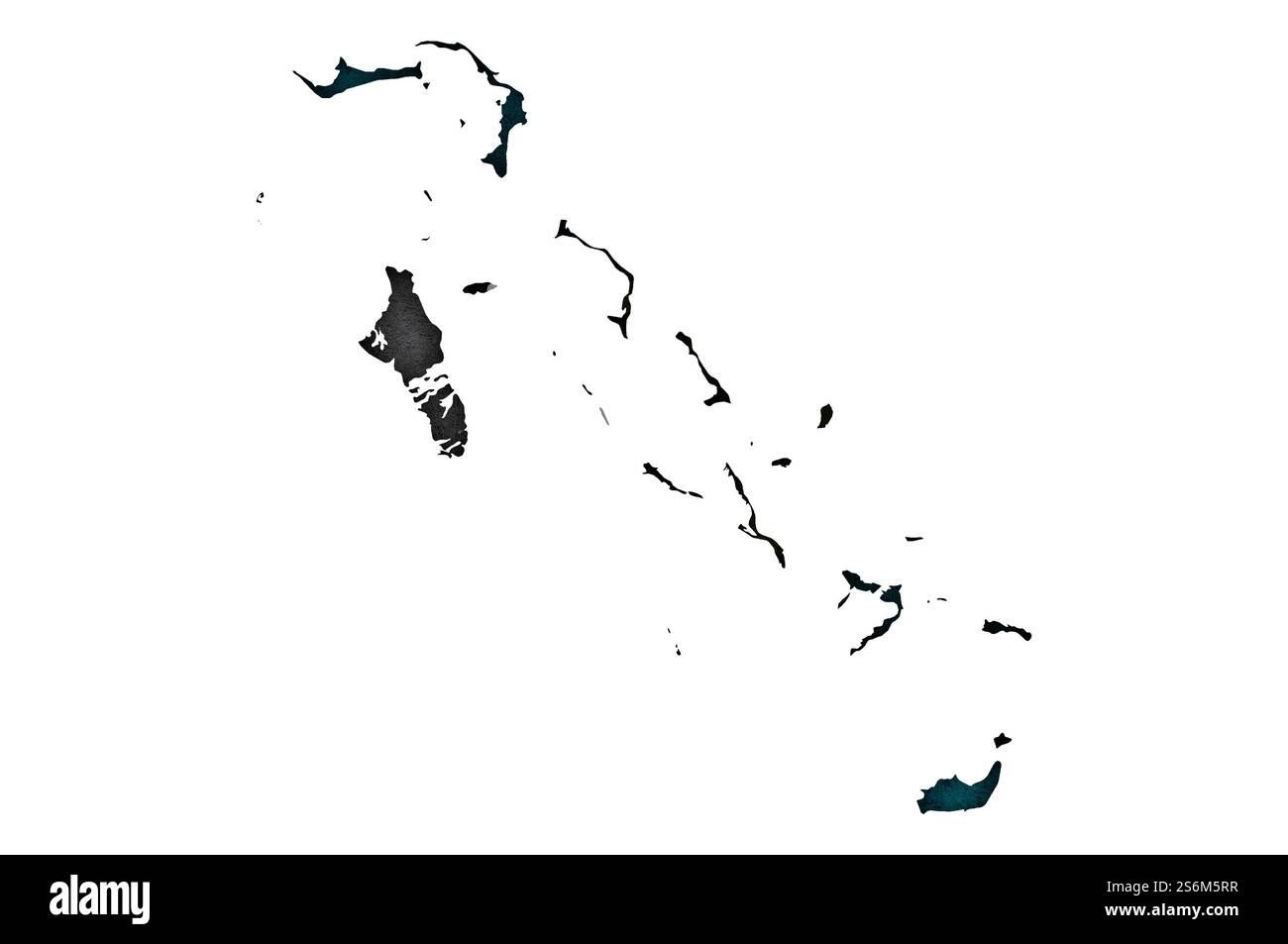 Mappa e bandiera delle Bahamas su cemento intemprato Foto Stock