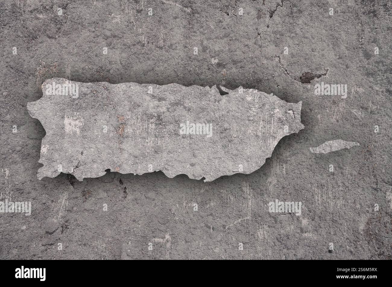 Mappa di Porto Rico su cemento intemperie Foto Stock