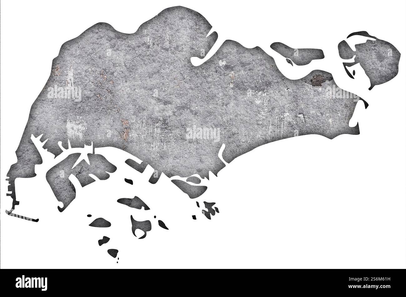 Mappa di Singapore su cemento intemprato Foto Stock