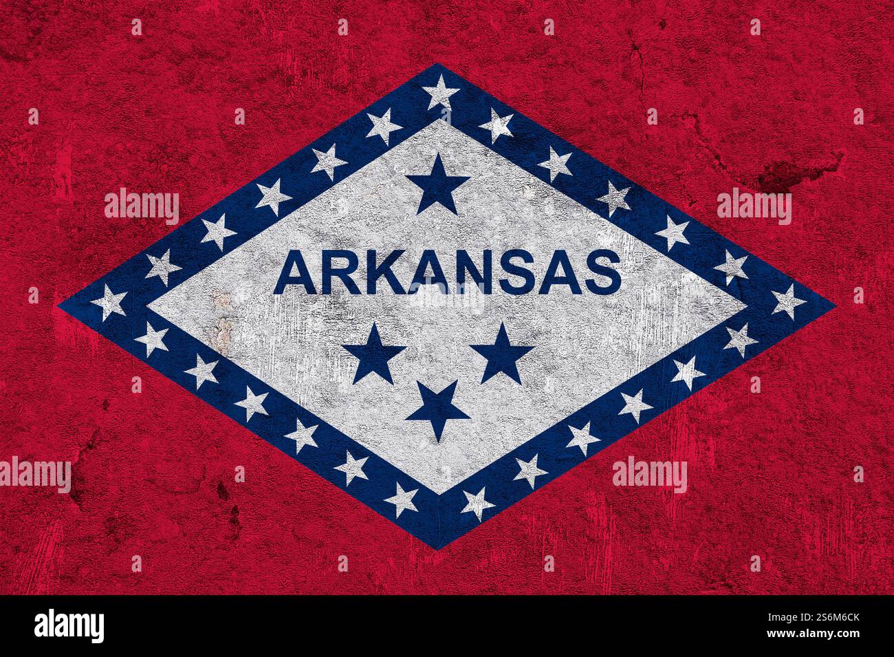 Bandiera dell'Arkansas su calcestruzzo intemprato Foto Stock