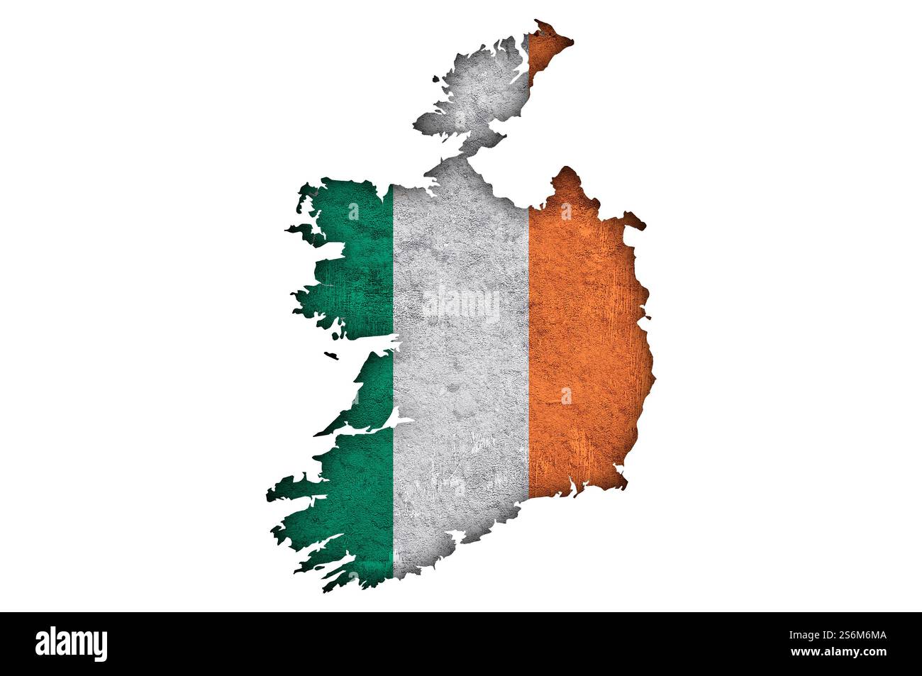 Mappa e bandiera dell'Irlanda sul cemento intemperie Foto Stock