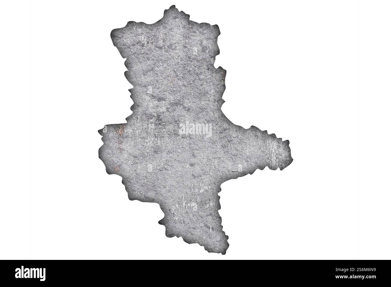 Mappa di Sassonia-Anhalt su cemento intemperie Foto Stock