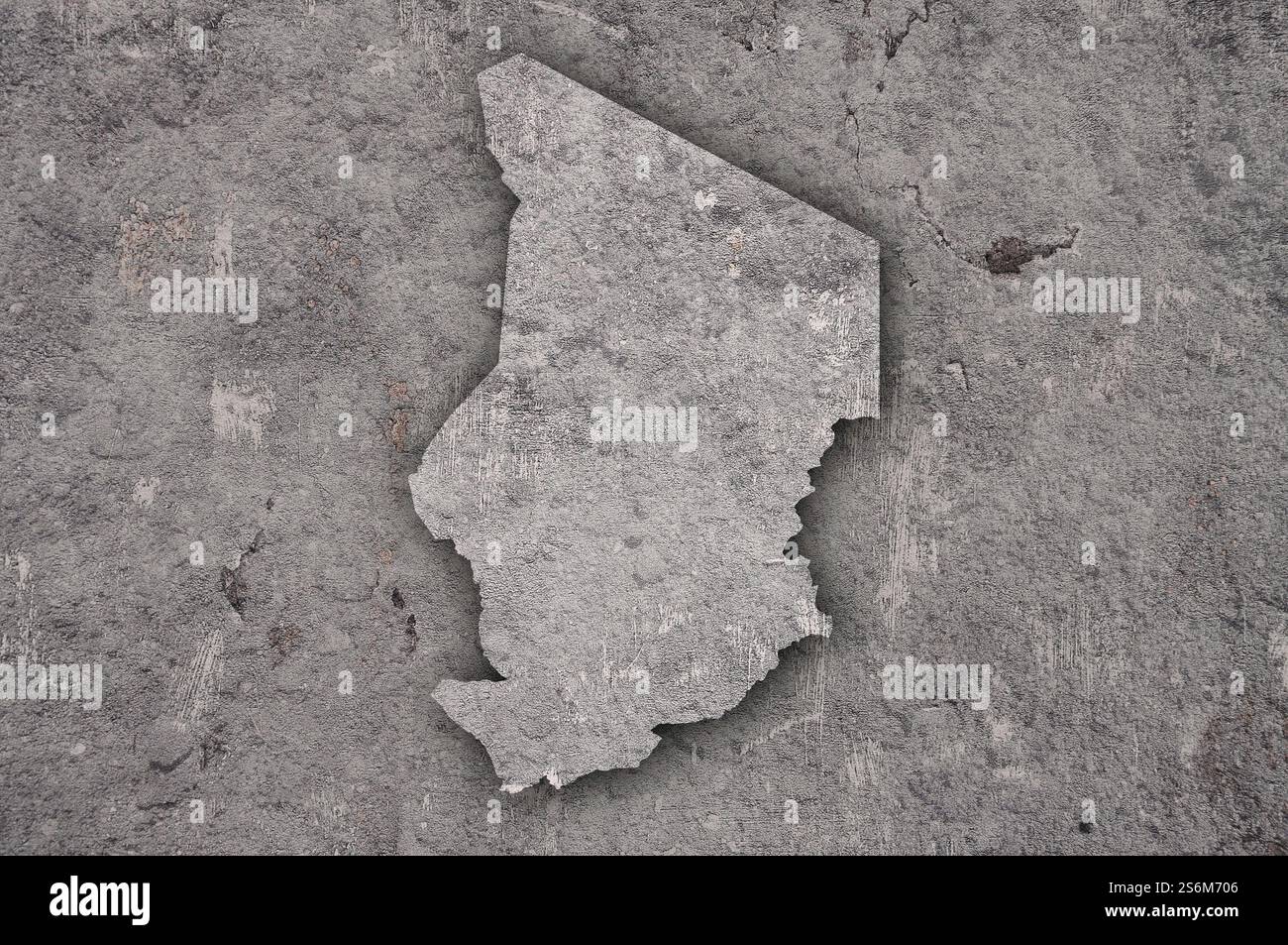 Mappa del Ciad su cemento intemperie Foto Stock