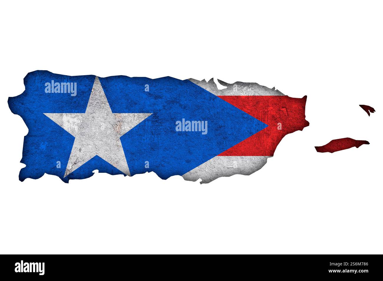 Mappa e bandiera di Porto Rico su cemento intemperie Foto Stock