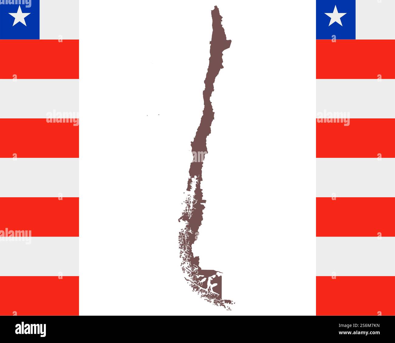 Mappa di Cile sullo sfondo con bandiera Foto Stock