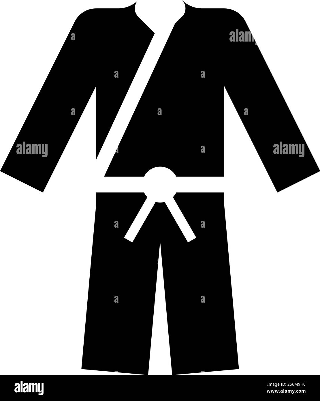 Sport Kimono giapponese icona di usura colore nero illustrazione vettoriale stile piatto immagine semplice. Icona abbigliamento giapponese Kimono sportivo, illustrazione vettoriale di colore nero, immagine in stile piatto Illustrazione Vettoriale