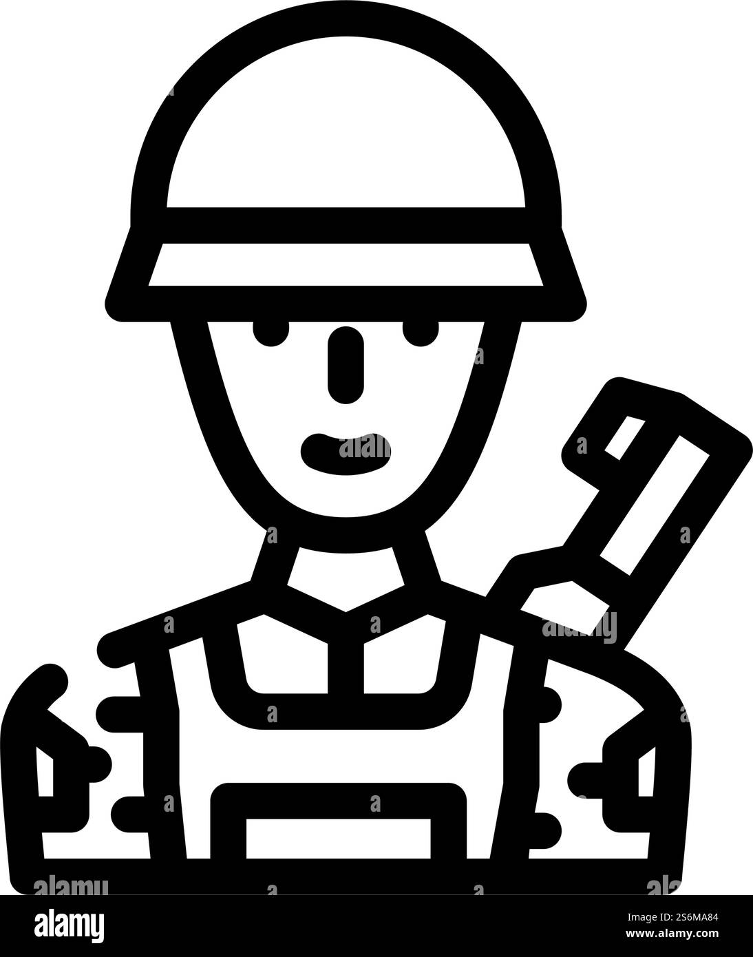 vettore dell'icona di linea maschile dell'esercito. segno maschile dell'esercito. illustrazione nera del simbolo del contorno isolato. illustrazione vettoriale dell'icona della linea maschile dell'esercito Illustrazione Vettoriale