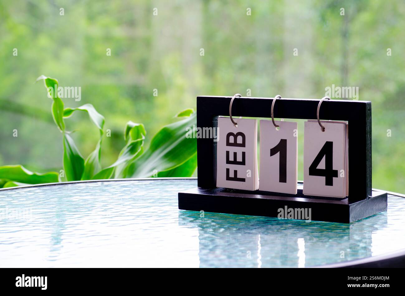 Calendario tabella 14 febbraio con spazio personalizzabile per testo o idee. Foto Stock