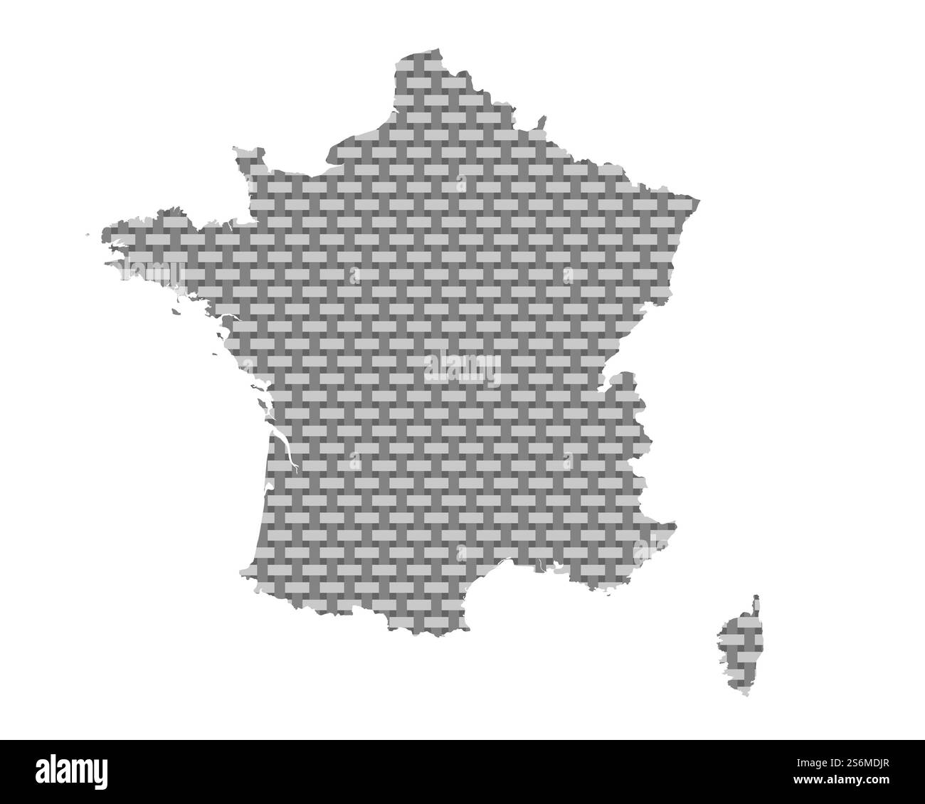 Mappa della Francia su tessuto grossolano Foto Stock