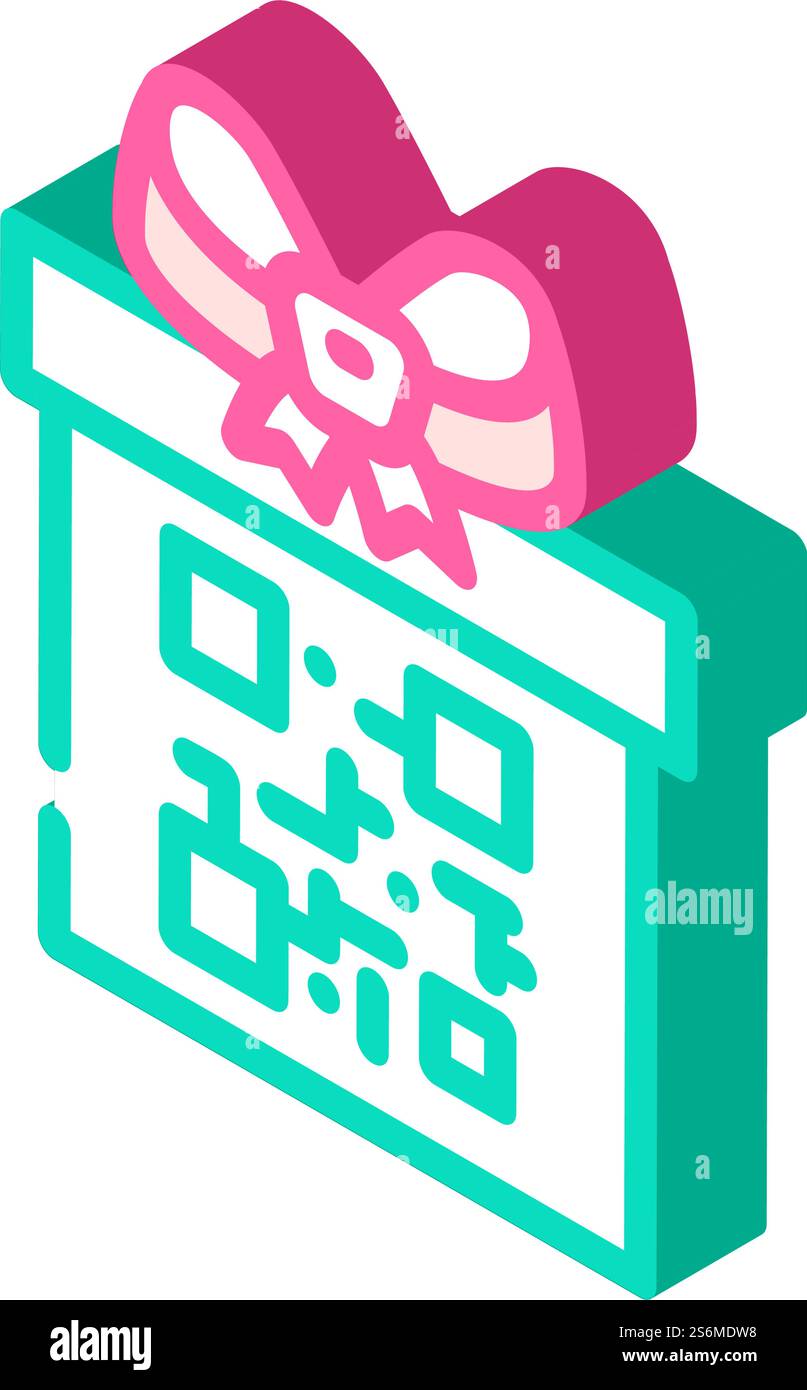 vettore icona isometrica regalo codice qr. codice qr, insegna regalo. illustrazione del simbolo isolato. illustrazione vettoriale dell'icona isometrica del codice qr Illustrazione Vettoriale