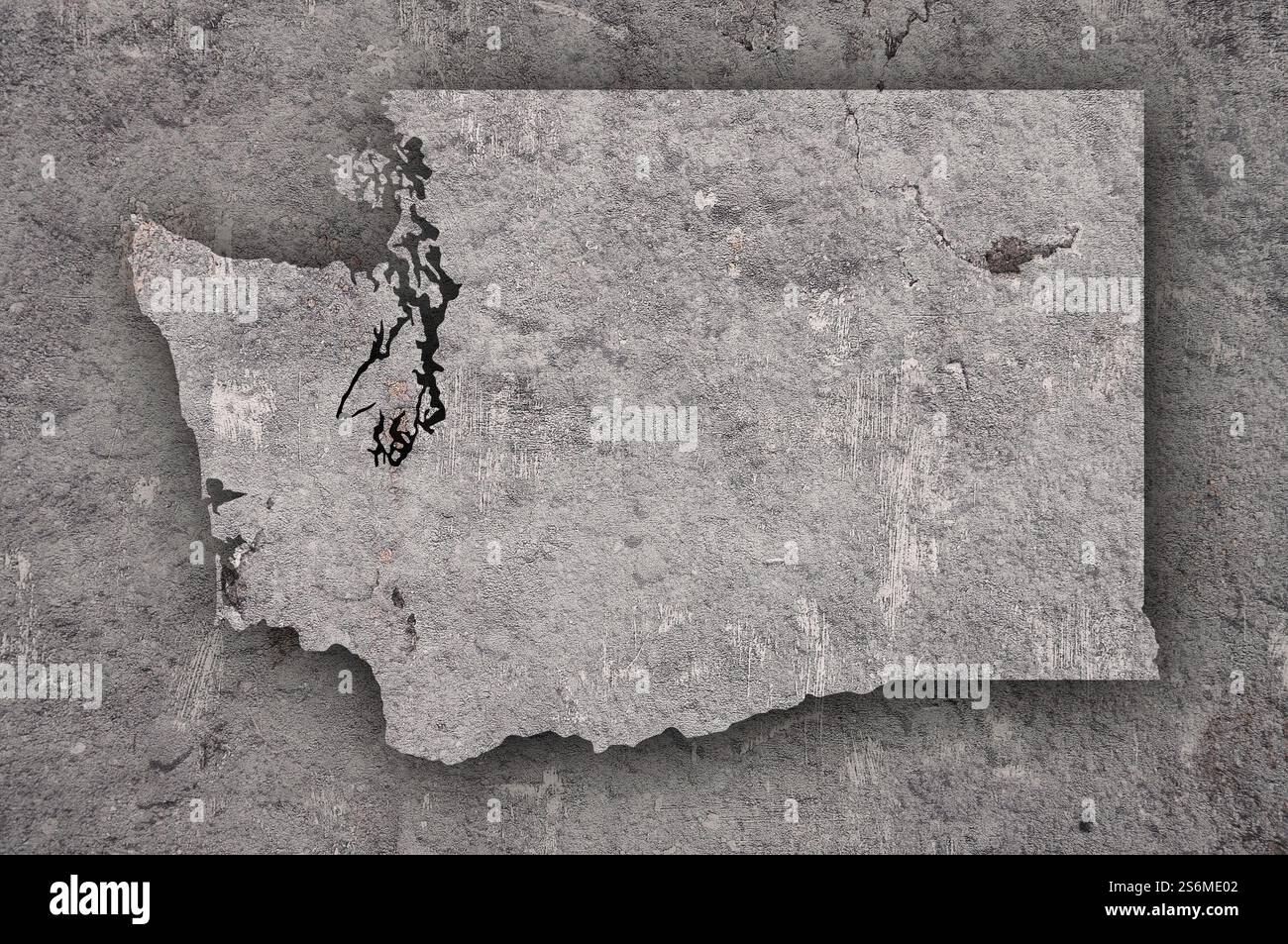 Mappa di Washington su cemento intemperie Foto Stock