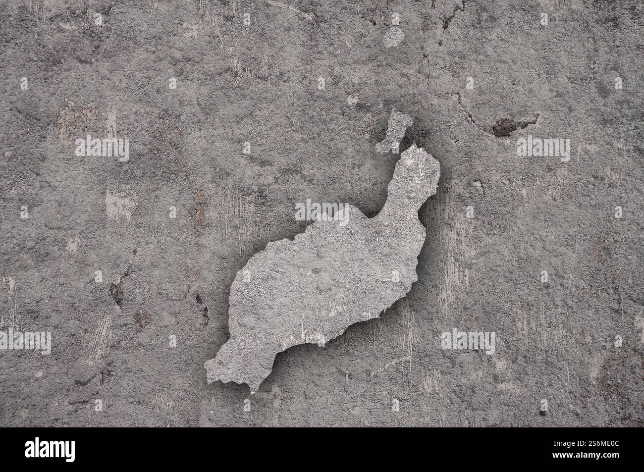 Mappa di Lanzarote su cemento stagionato Foto Stock