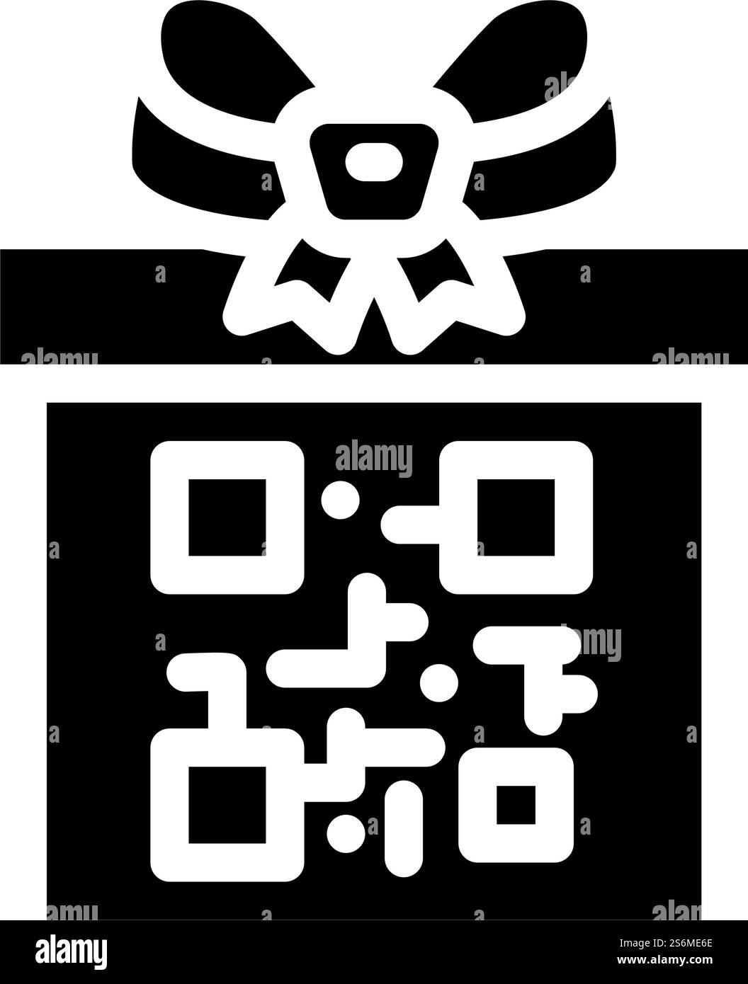 vettore icona glifo regalo codice qr. codice qr, insegna regalo. illustrazione nera del simbolo del contorno isolato. illustrazione vettoriale dell'icona del glifo del codice qr Illustrazione Vettoriale