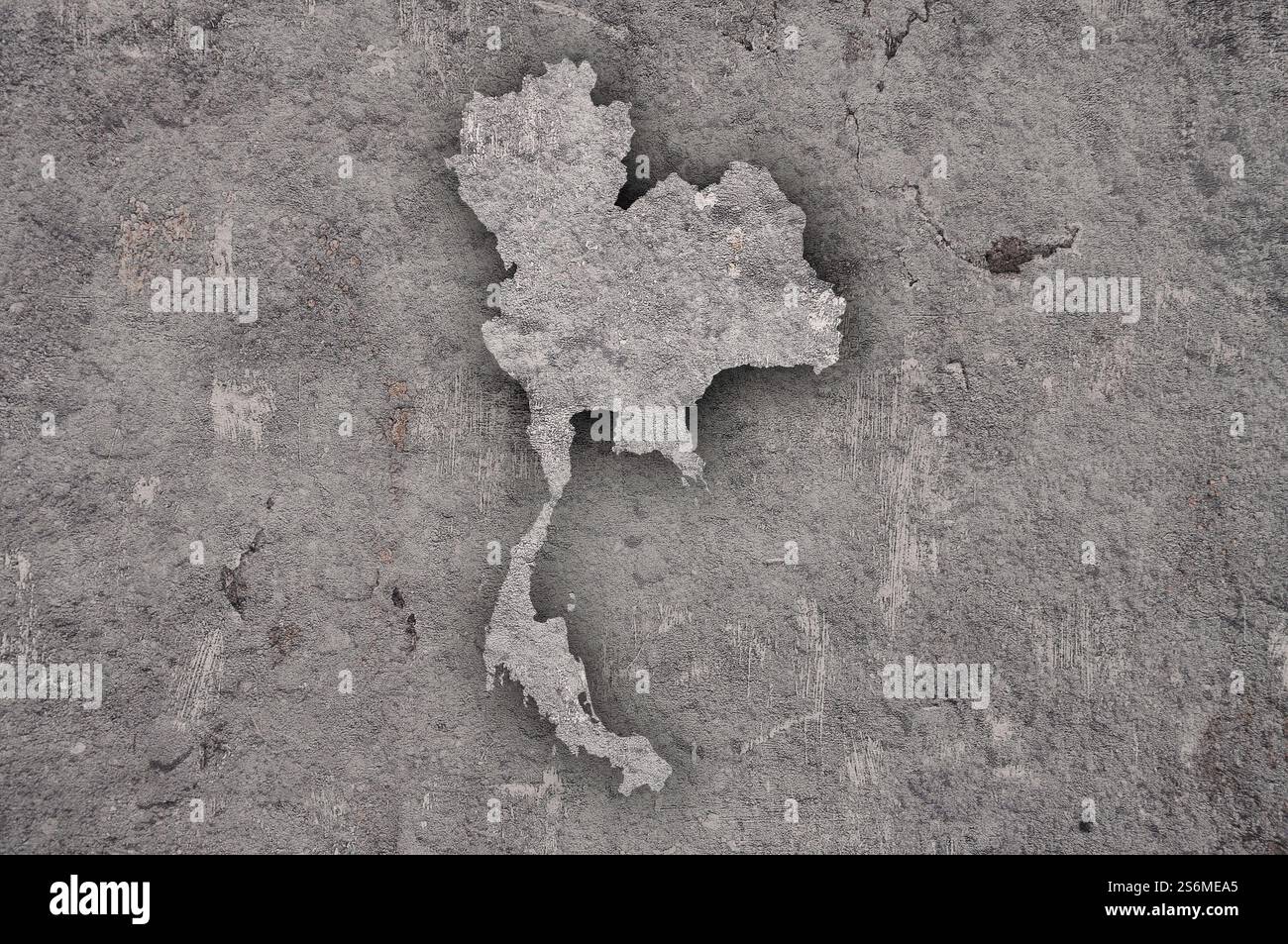 Mappa della Thailandia su cemento intemperie Foto Stock