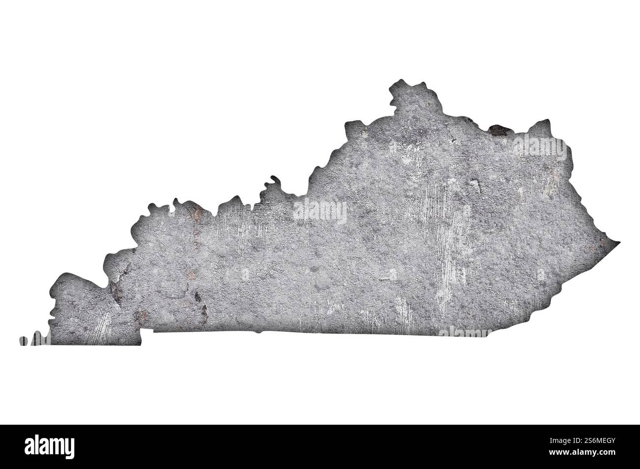 Mappa del Kentucky su cemento intemperie Foto Stock