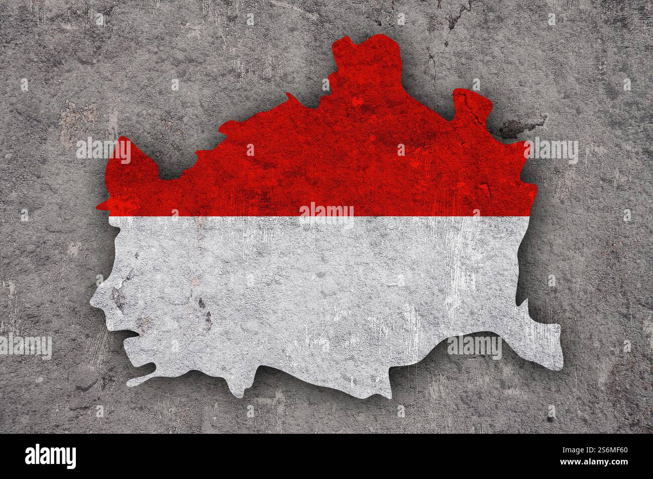 Mappa e bandiera di Vienna su cemento intemperie Foto Stock