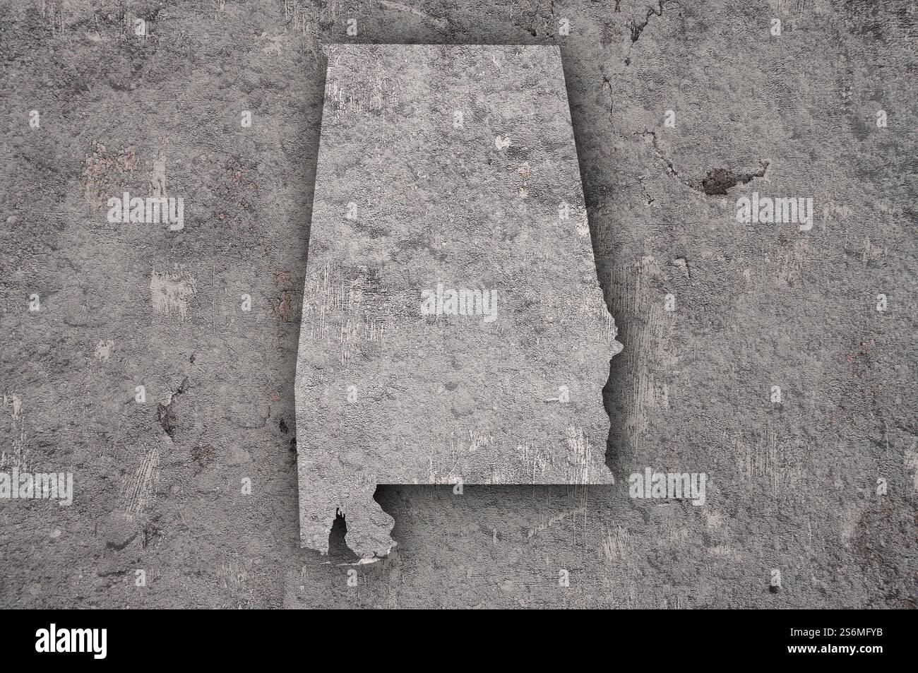 Mappa di Alabama su cemento stagionato Foto Stock