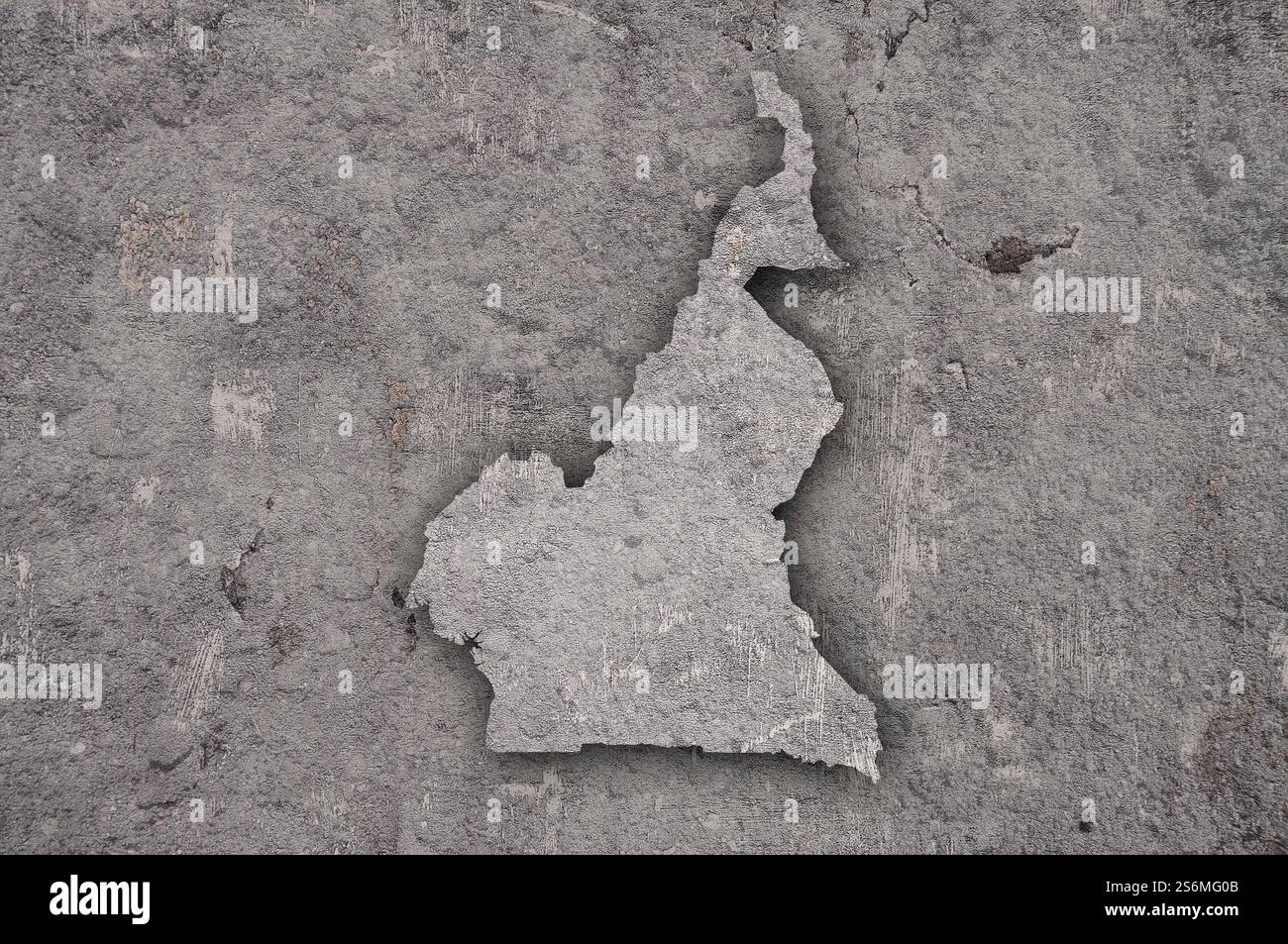Mappa del Camerun sul cemento intemperie Foto Stock