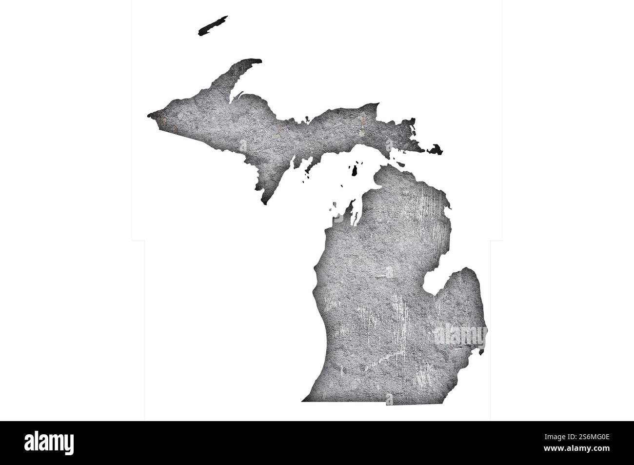 Mappa del Michigan su cemento intemperie Foto Stock