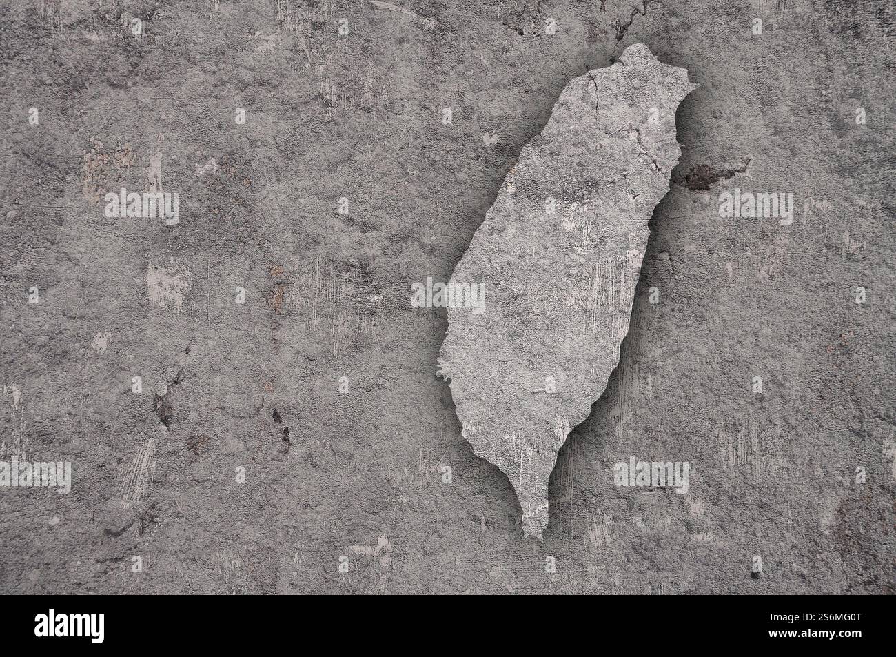 Mappa di Taiwan su cemento intemperie Foto Stock