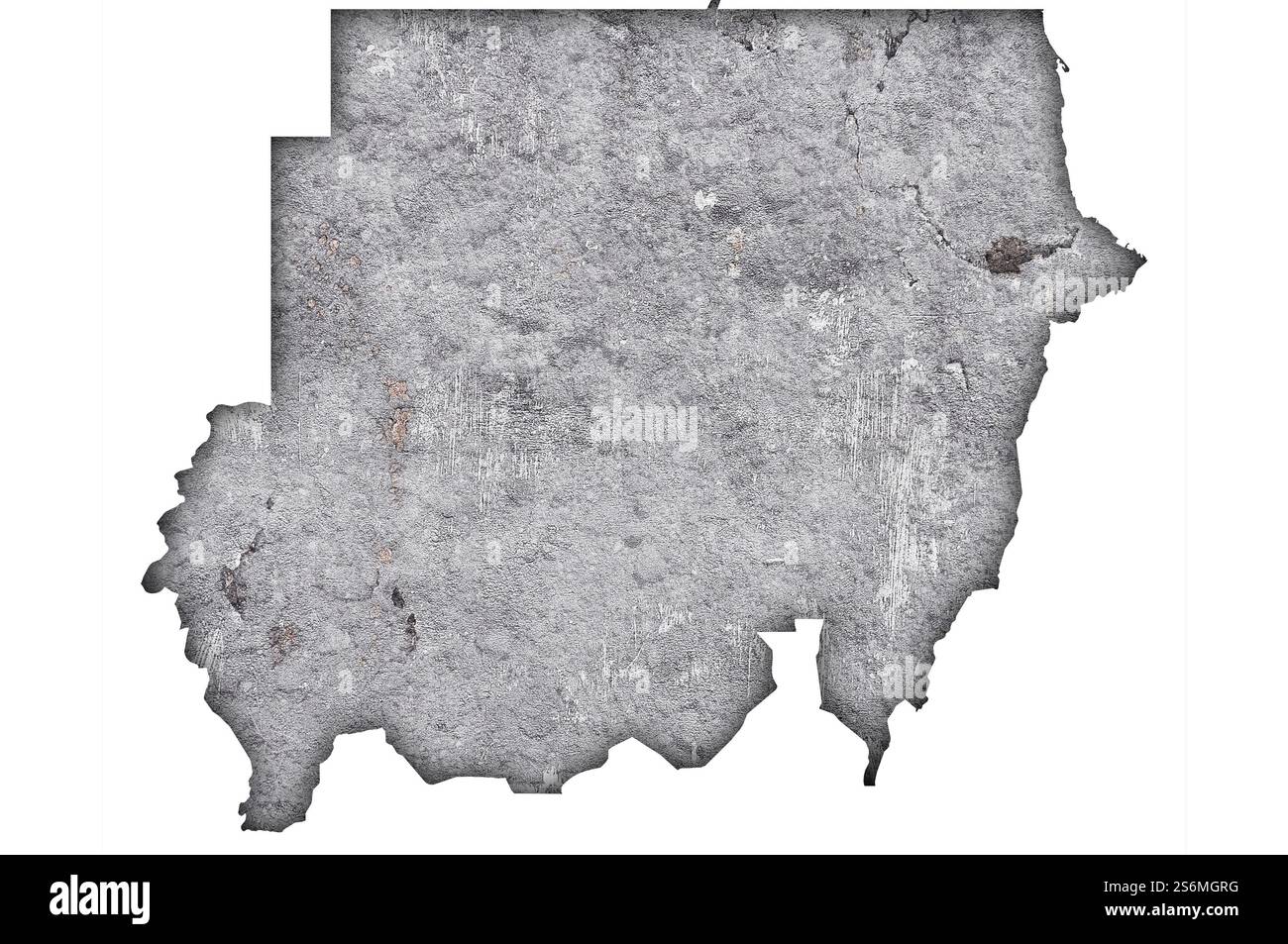 Mappa del Sudan sul cemento intemperie Foto Stock