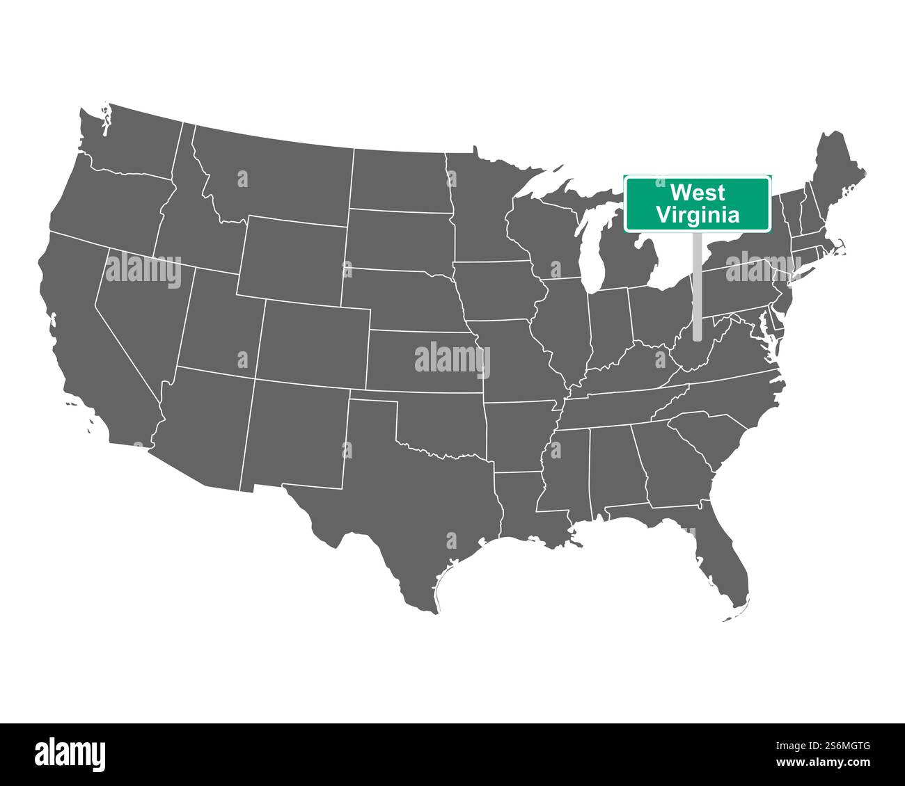 Insegna e mappa della città della Virginia Occidentale degli Stati Uniti Foto Stock