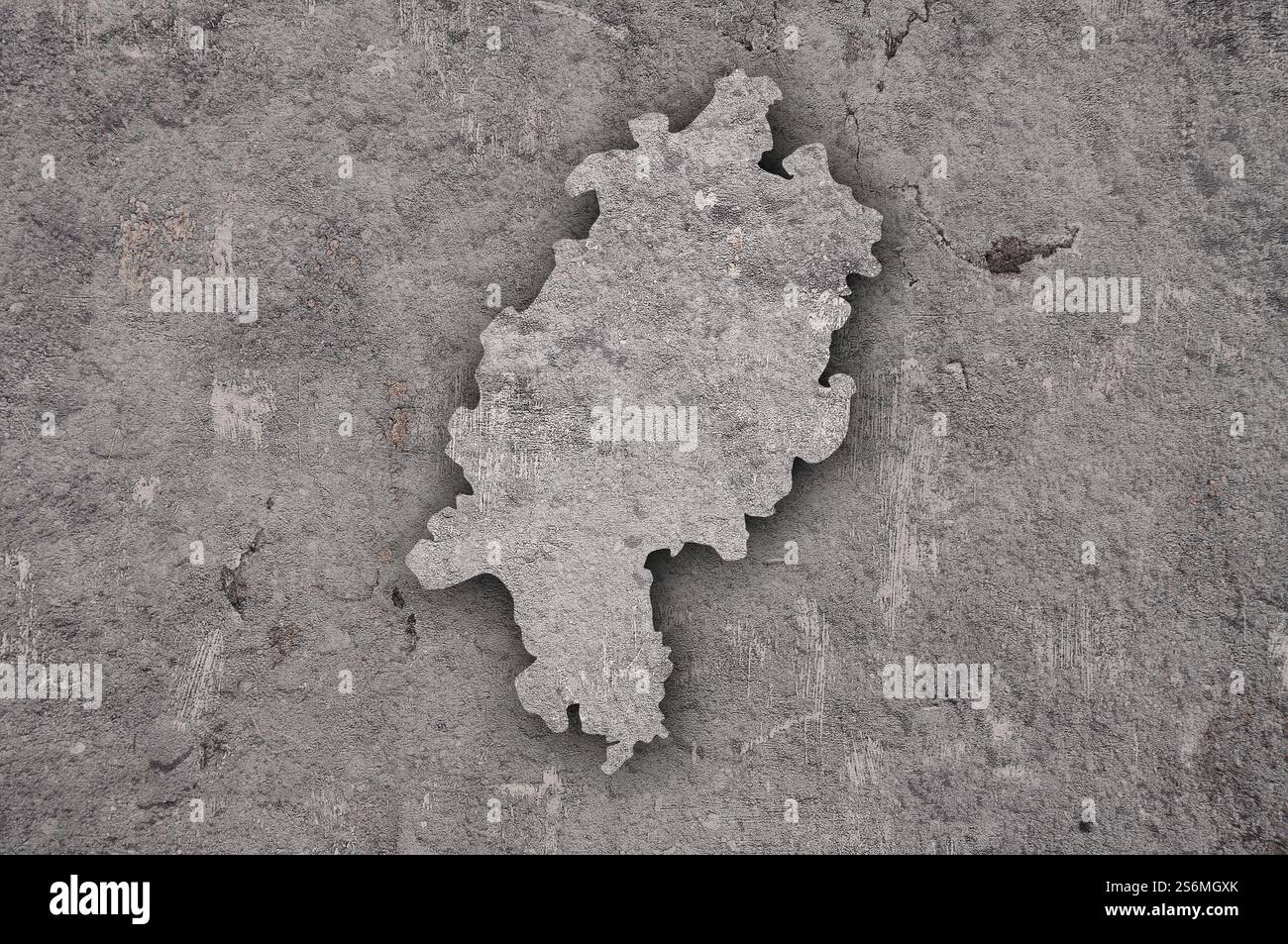 Mappa di Assia su cemento stagionato Foto Stock