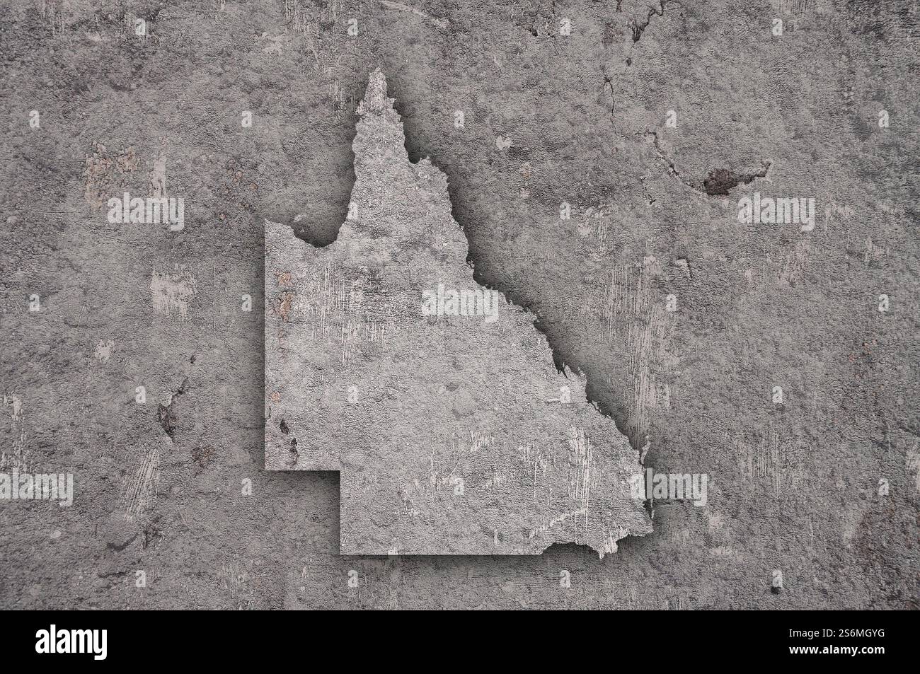 Mappa del Queensland su cemento intemperie Foto Stock