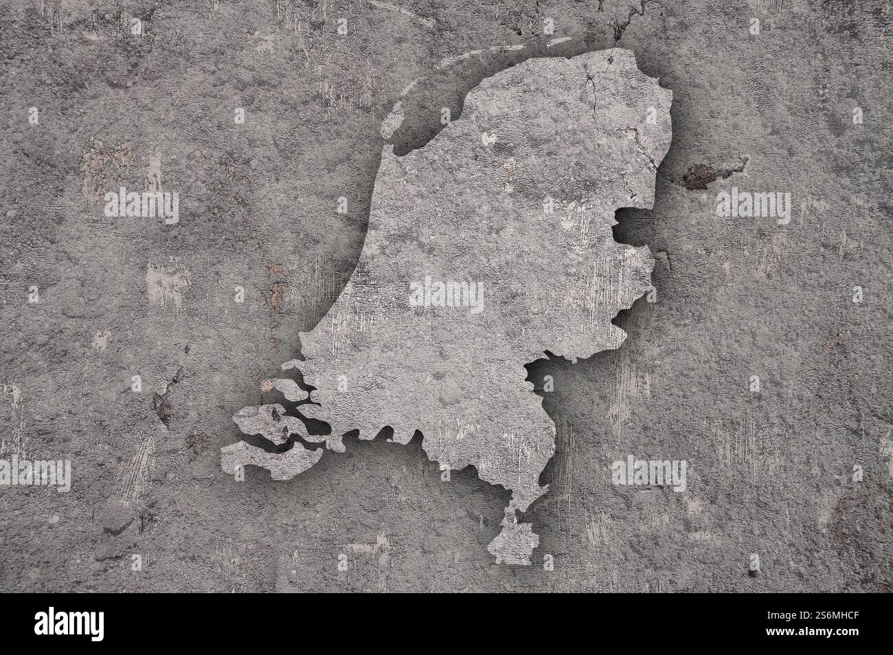 Mappa dei Paesi Bassi su cemento intemprato Foto Stock