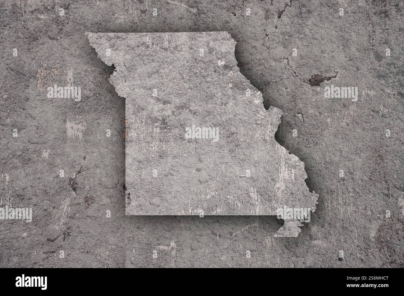 Mappa del Missouri su cemento intemperie Foto Stock