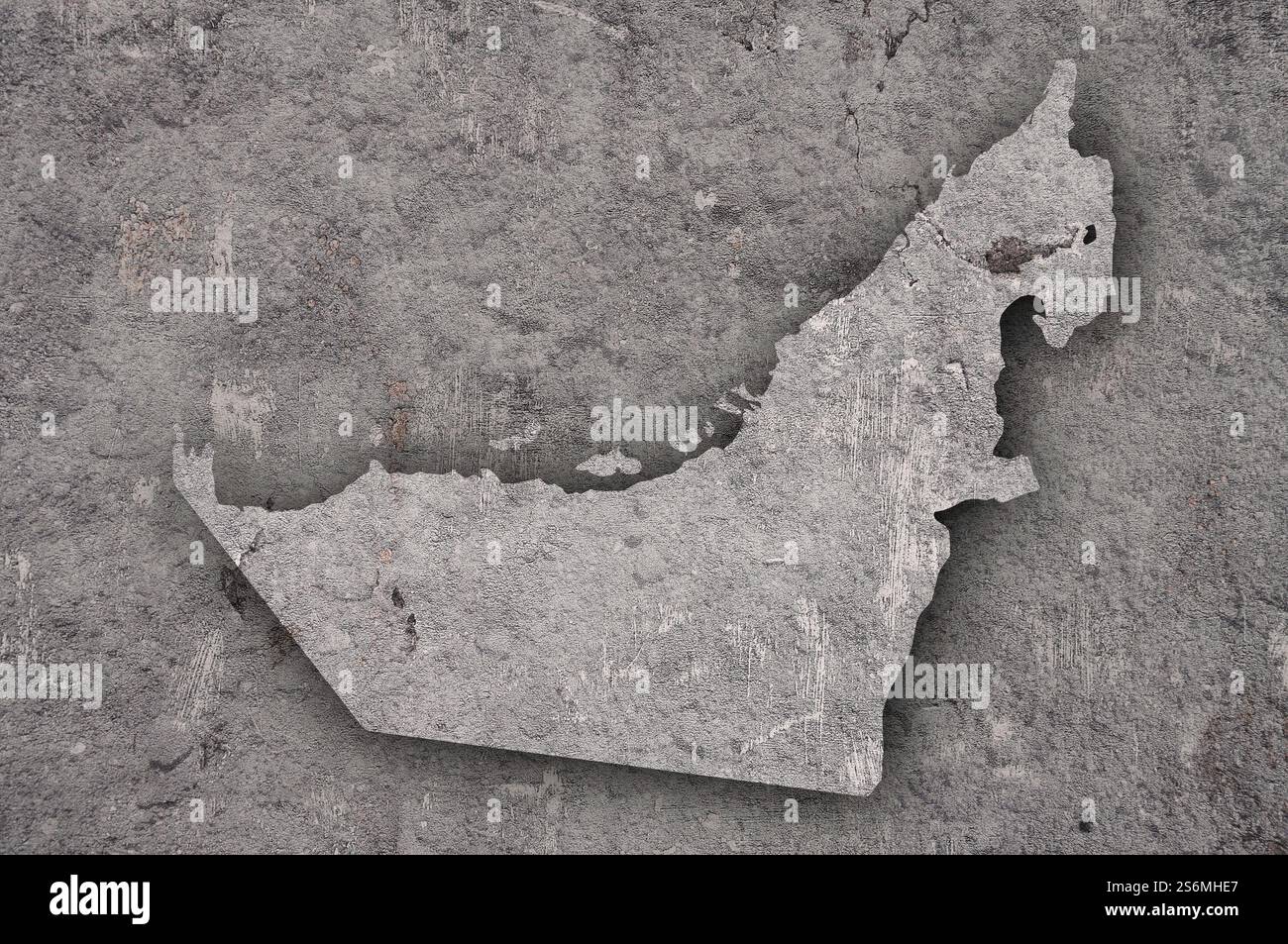 Mappa degli Emirati Arabi Uniti sul cemento intemperie Foto Stock