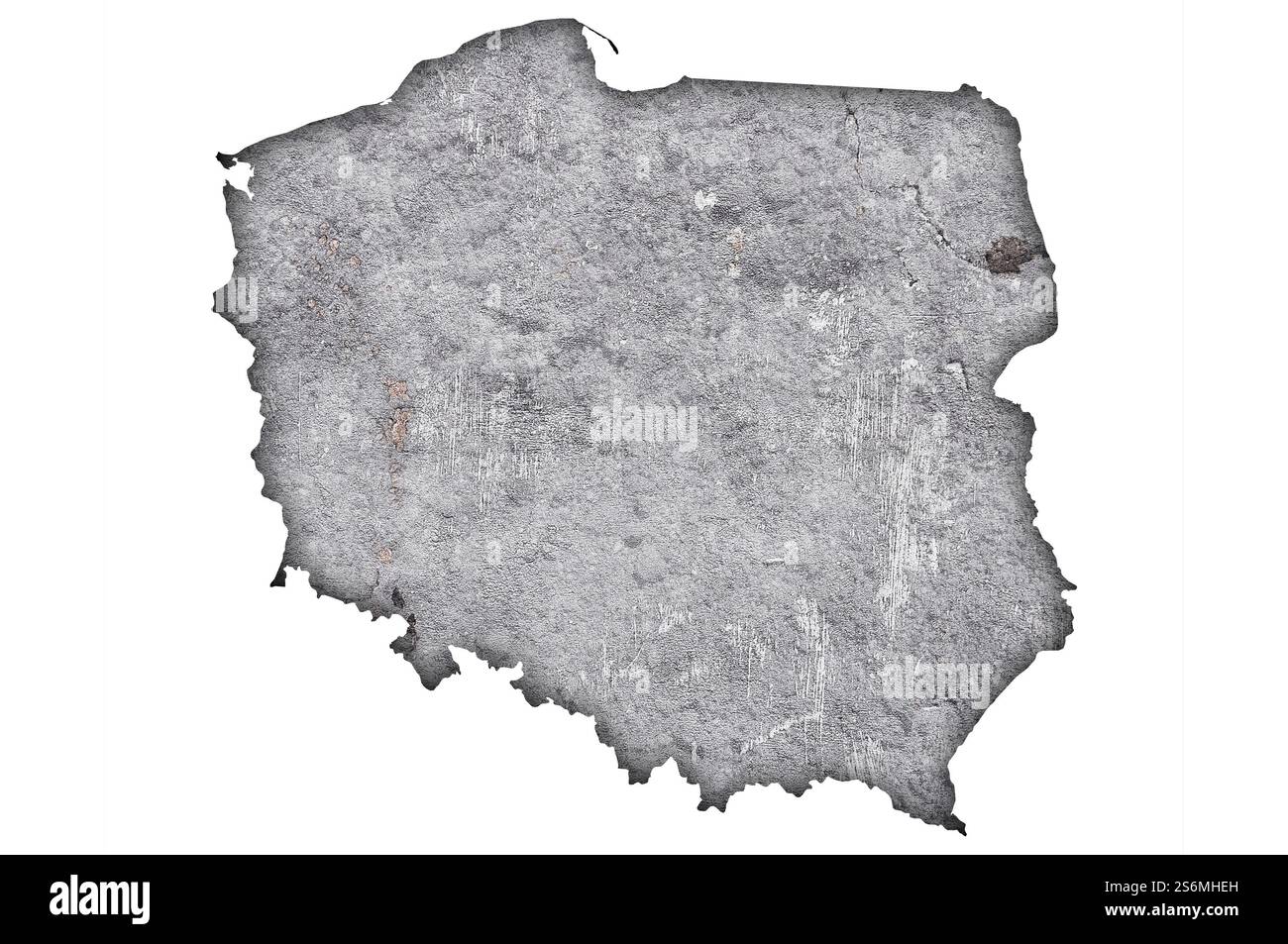 Mappa della Polonia sul cemento intemperie Foto Stock