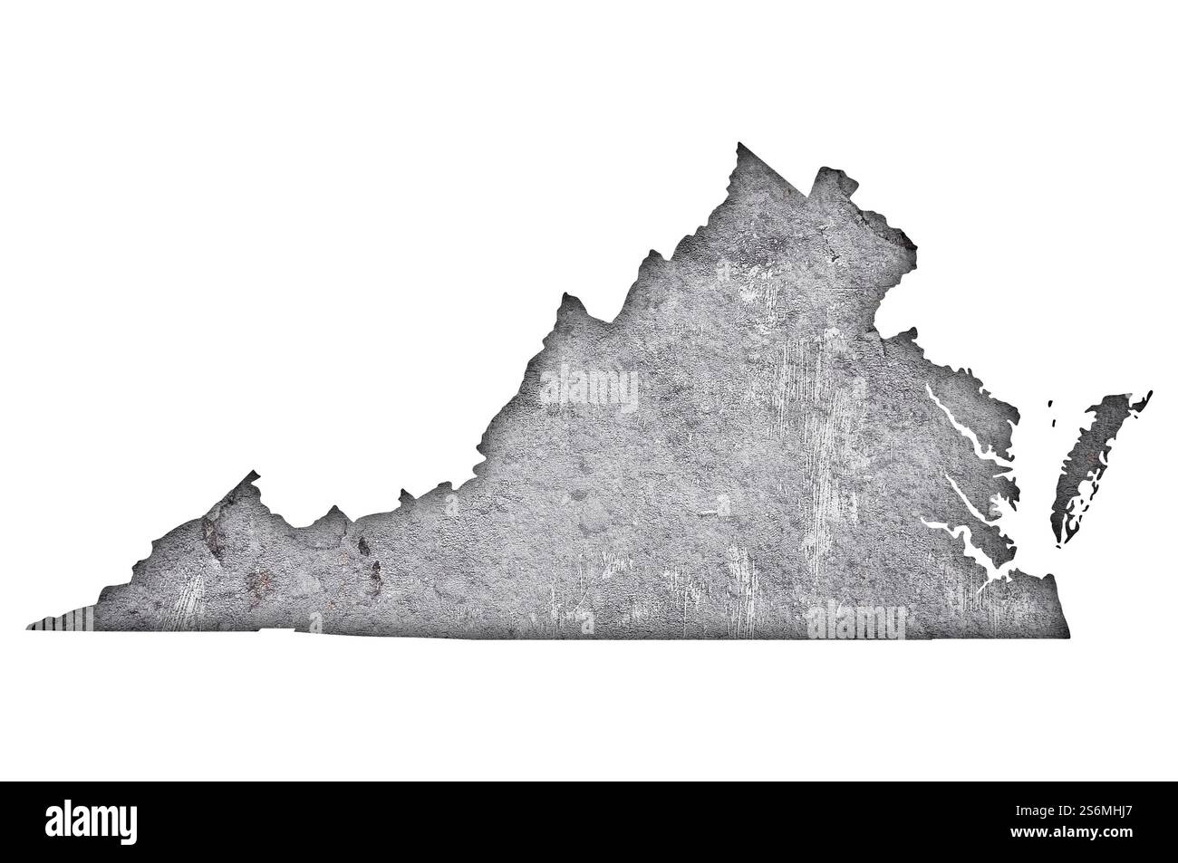 Mappa della Virginia su cemento intemperie Foto Stock
