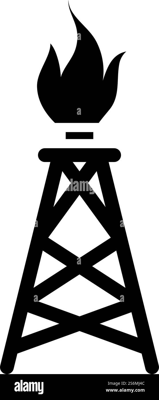 Icona della torre del gas. Design a matita nero. Illustrazione vettoriale. Illustrazione Vettoriale
