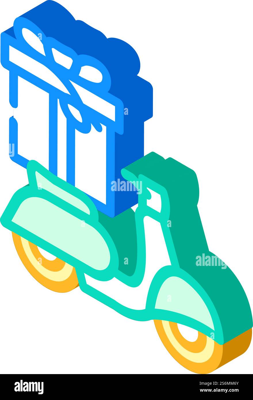 icona vettoriale isometrica regalo scooter. cartello regalo scooter. illustrazione del simbolo isolato. immagine vettoriale icona isometrica regalo scooter Illustrazione Vettoriale