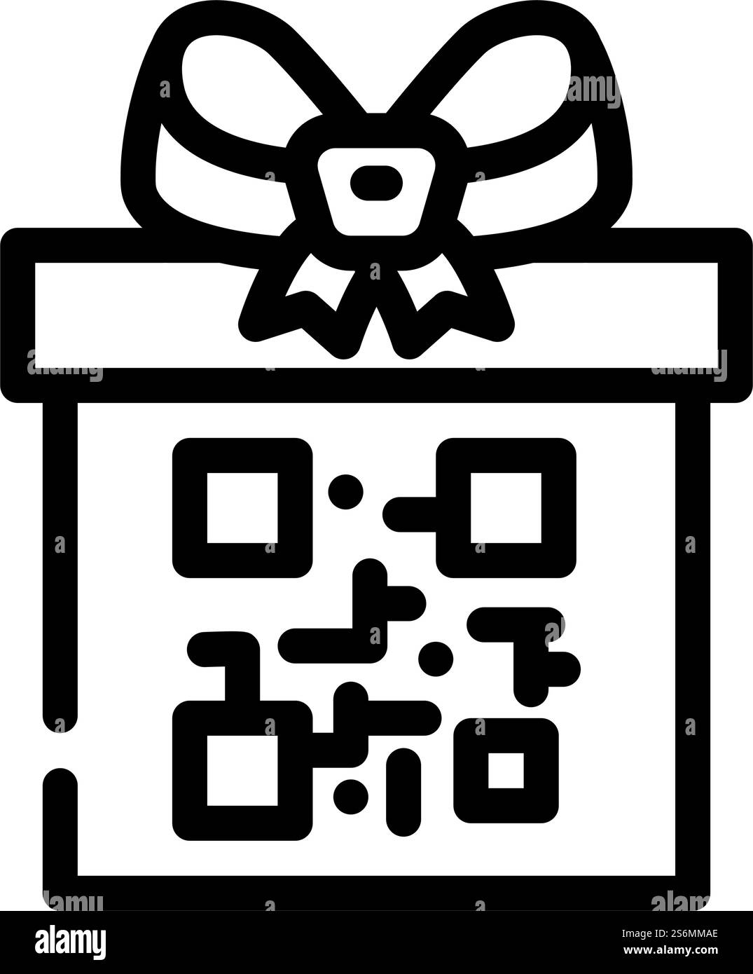 vettore icona riga regalo codice qr. codice qr, insegna regalo. illustrazione nera del simbolo del contorno isolato. illustrazione vettoriale dell'icona della linea regalo del codice qr Illustrazione Vettoriale