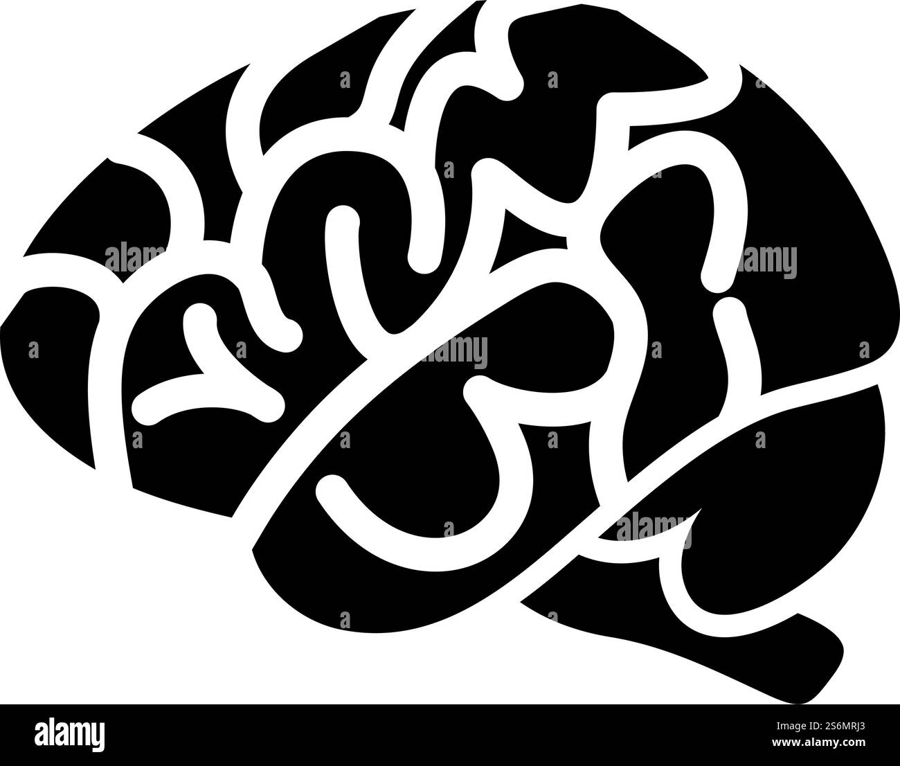 Icona cervello. Design a matita nero. Illustrazione vettoriale. Illustrazione Vettoriale