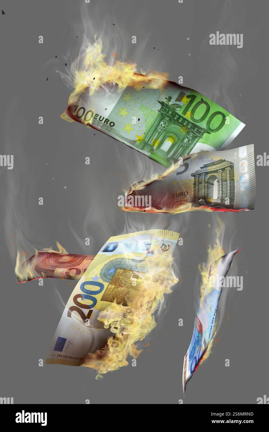 Soldi Burning Foto Stock