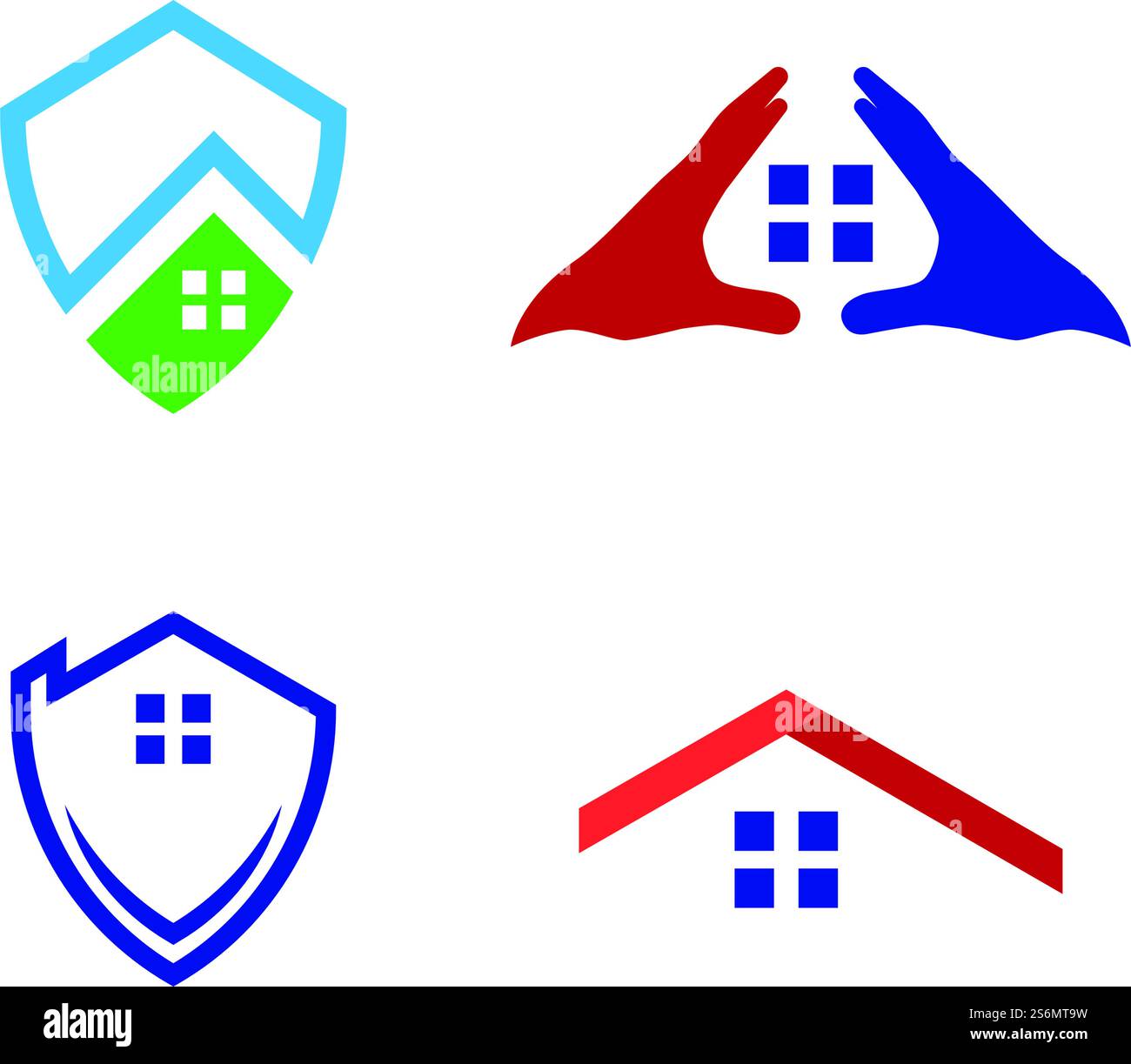 Design vettoriale del logo di protezione per la casa e lo scudo Illustrazione Vettoriale