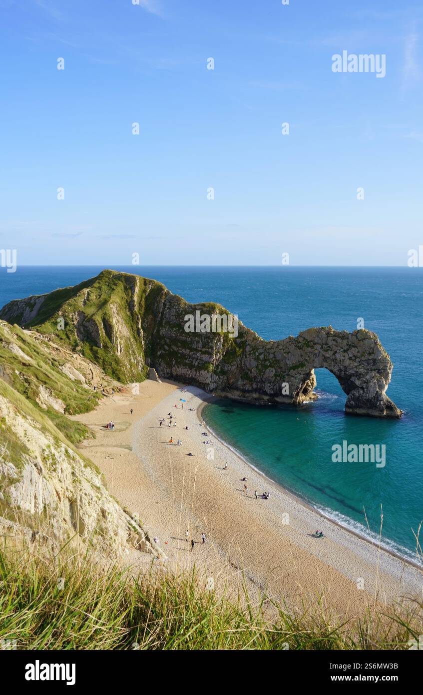 Durdle Door, St Oswald's Bay, Nr Lulworth, Jurassic Coast, Dorset, Inghilterra, Regno Unito a settembre Foto Stock