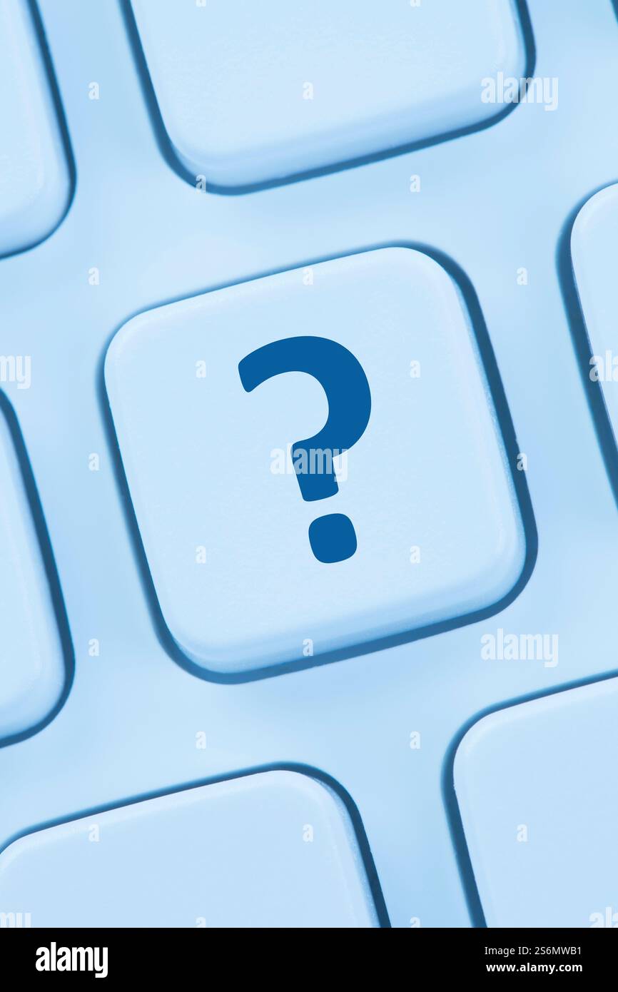 punto interrogativo della tastiera del computer simbolo della domanda della guida web Foto Stock