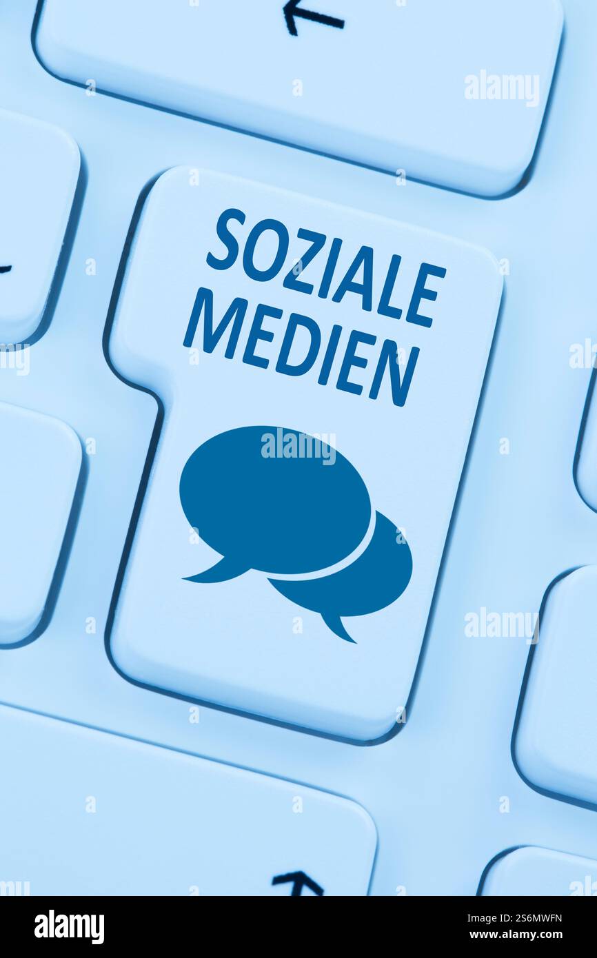 social media social network amicizia contatti internet computer online icona web blu Foto Stock