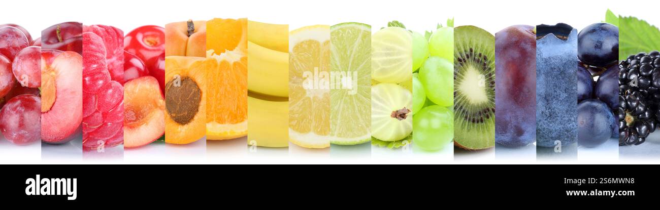 frutta raccolta di frutta di gruppo arancia bacche ciliegie Foto Stock