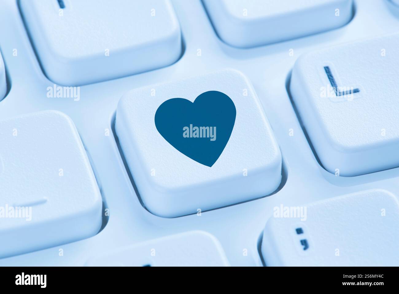 partner ama internet incontri online servizio di incontri simbolo cuore tastiera blu computer Foto Stock