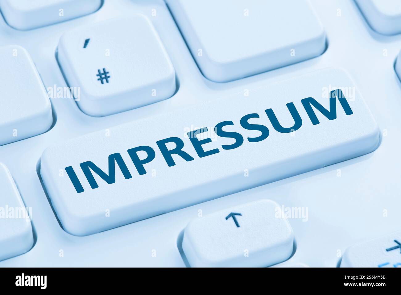 informazioni legali termini e condizioni informazioni azienda simbolo internet tastiera blu per computer Foto Stock