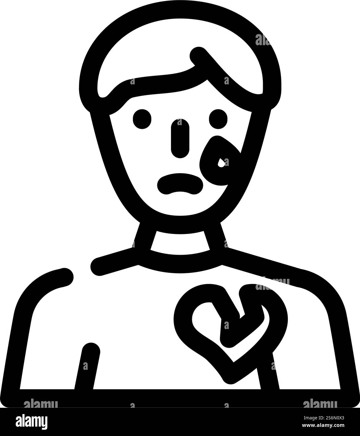 vettore icona linea maschile cuore spezzato. segno maschile a cuore spezzato. illustrazione nera del simbolo del contorno isolato. illustrazione vettoriale dell'icona della linea maschile del cuore spezzato Illustrazione Vettoriale