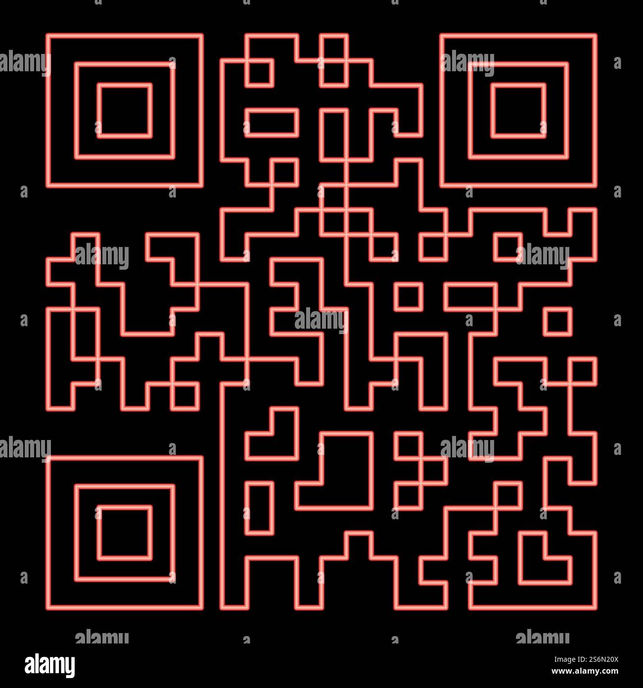 Immagine vettoriale colore rosso con codice qr al neon immagine chiara in stile piatto. Immagine vettoriale colore rosso con codice qr al neon immagine piatta Illustrazione Vettoriale