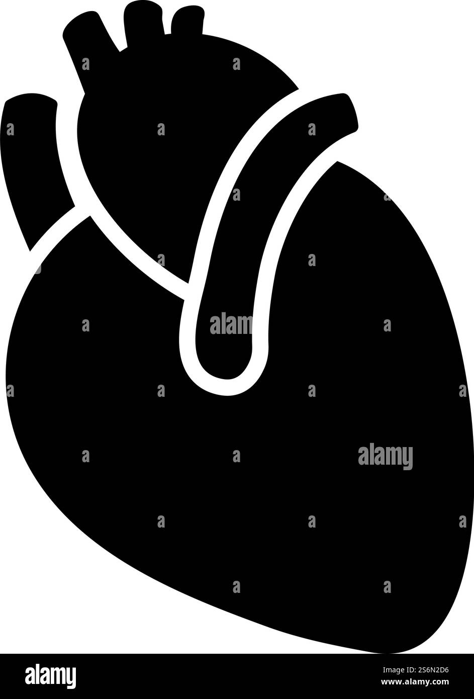 Icona del cuore umano. Design a matita nero. Illustrazione vettoriale. Illustrazione Vettoriale